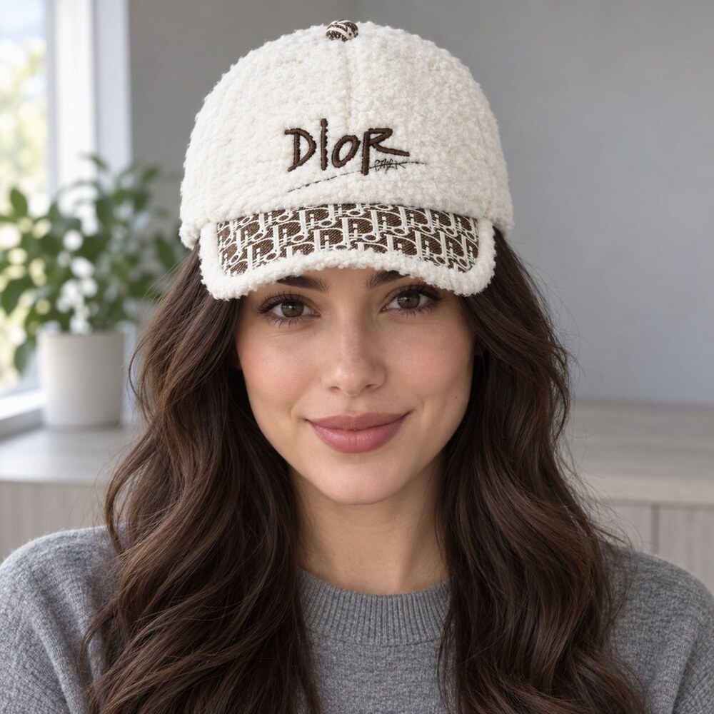 Dior Shearling Oblique Cap - Picture 2 of 6